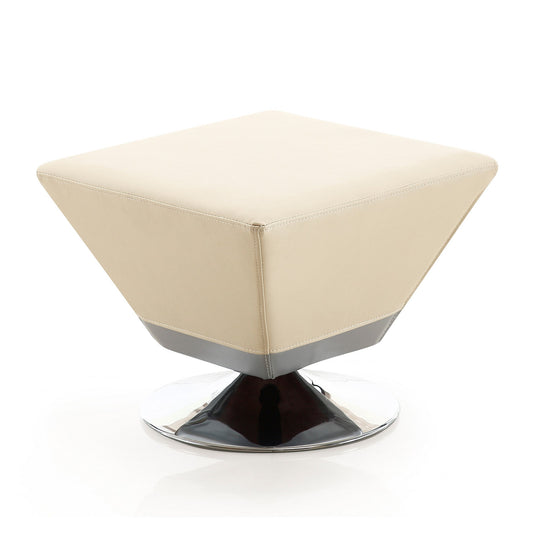 Diamond Tan and Polished Chrome Swivel Ottoman