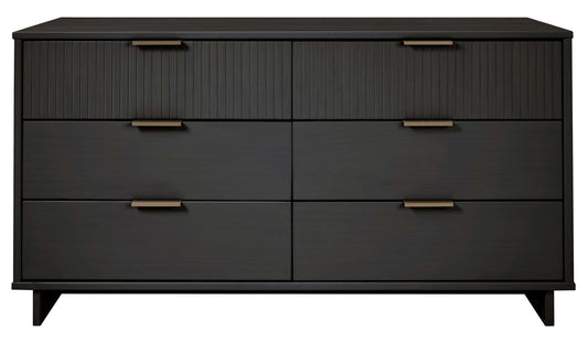 Granville 55.07" Modern Double Wide Dresser with 6 Full Extension Drawers in Dark Grey