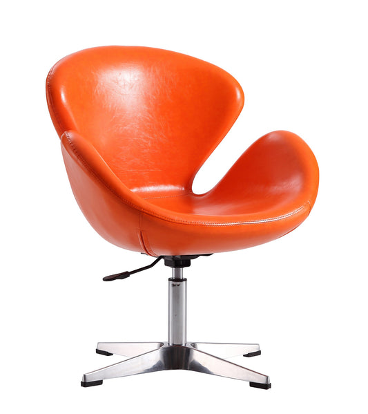 Raspberry Tangerine and Polished Chrome Faux Leather Adjustable Swivel Chair