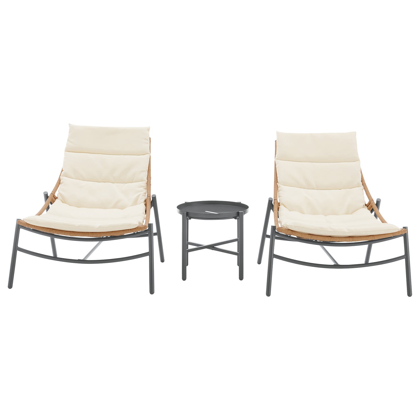 Sunset Modern 3-Piece Patio Conversation Set in Cream