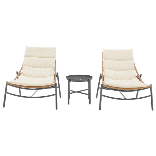 Sunset Modern 3-Piece Patio Conversation Set in Cream