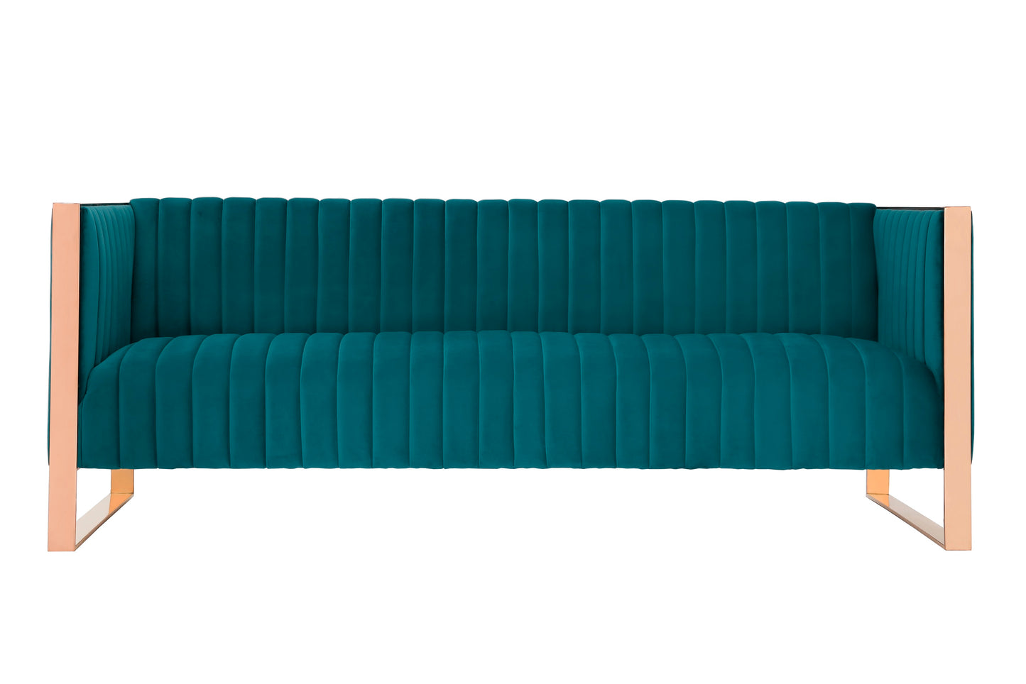 Trillium 83.07 in. Aqua Blue and Gold 3-Seat Sofa