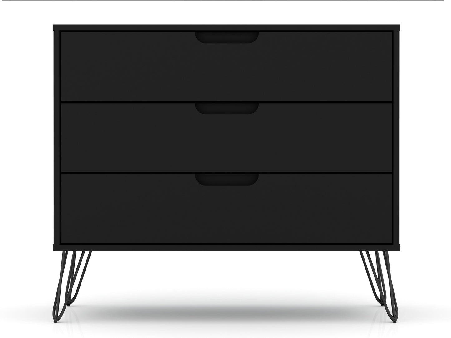 Rockefeller Mid-Century- Modern Dresser with 3-Drawers in Black