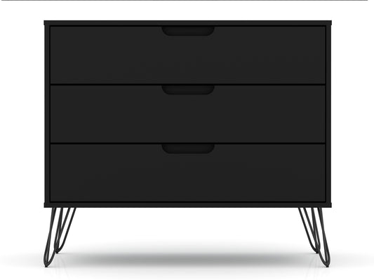 Rockefeller Mid-Century- Modern Dresser with 3-Drawers in Black