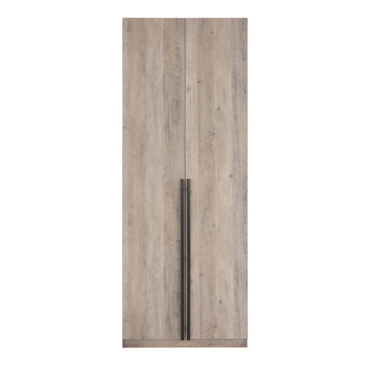 Lee Modern Freestanding Wardrobe Closet 1.0 with 4 Shelves and 2 Drawers in Rustic Grey