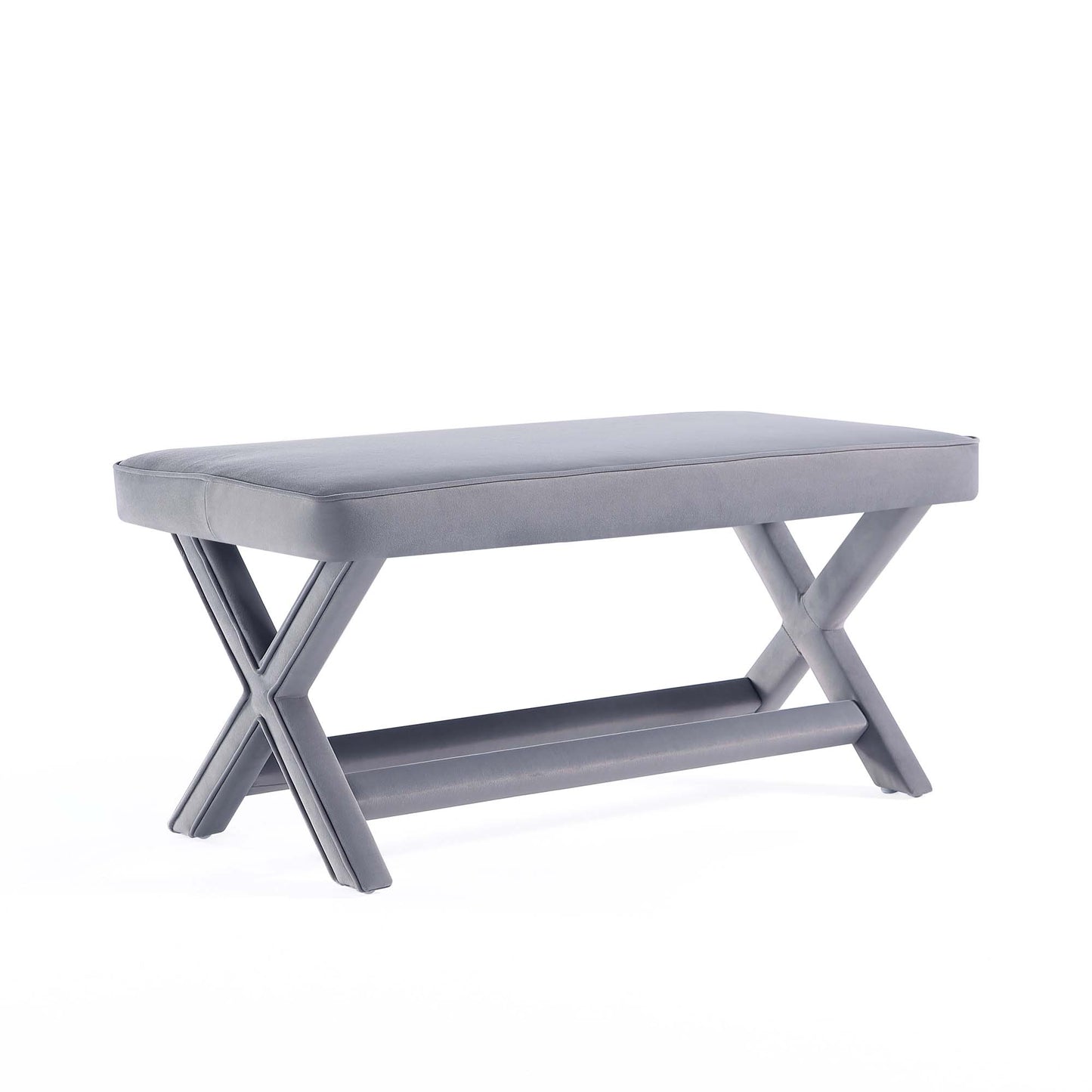 Abigail Mid-Century Modern Velvet Upholstered Bench in Grey