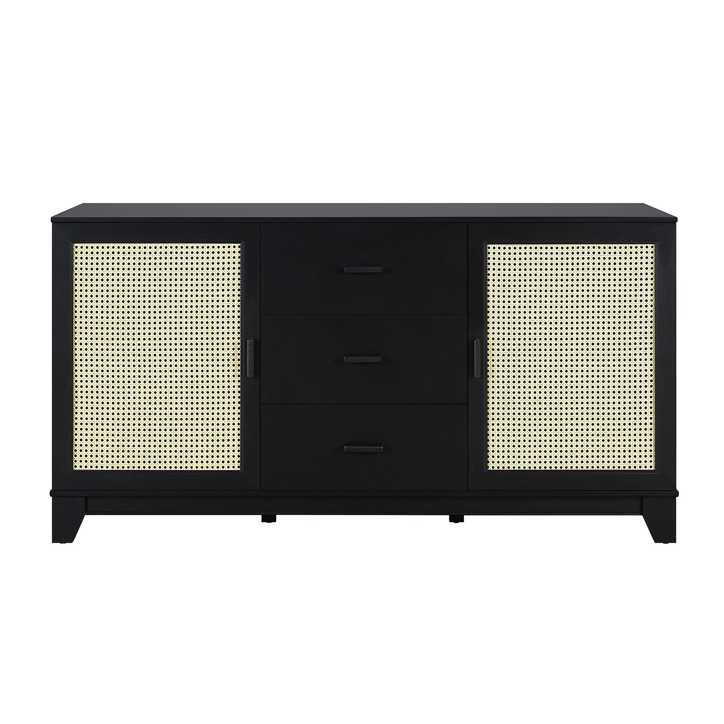 Sheridan 59.05 Modern Cane Sideboard with Adjustable Shelves in Black