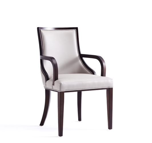 Grand Faux Leather Dining Armchair in Light Grey