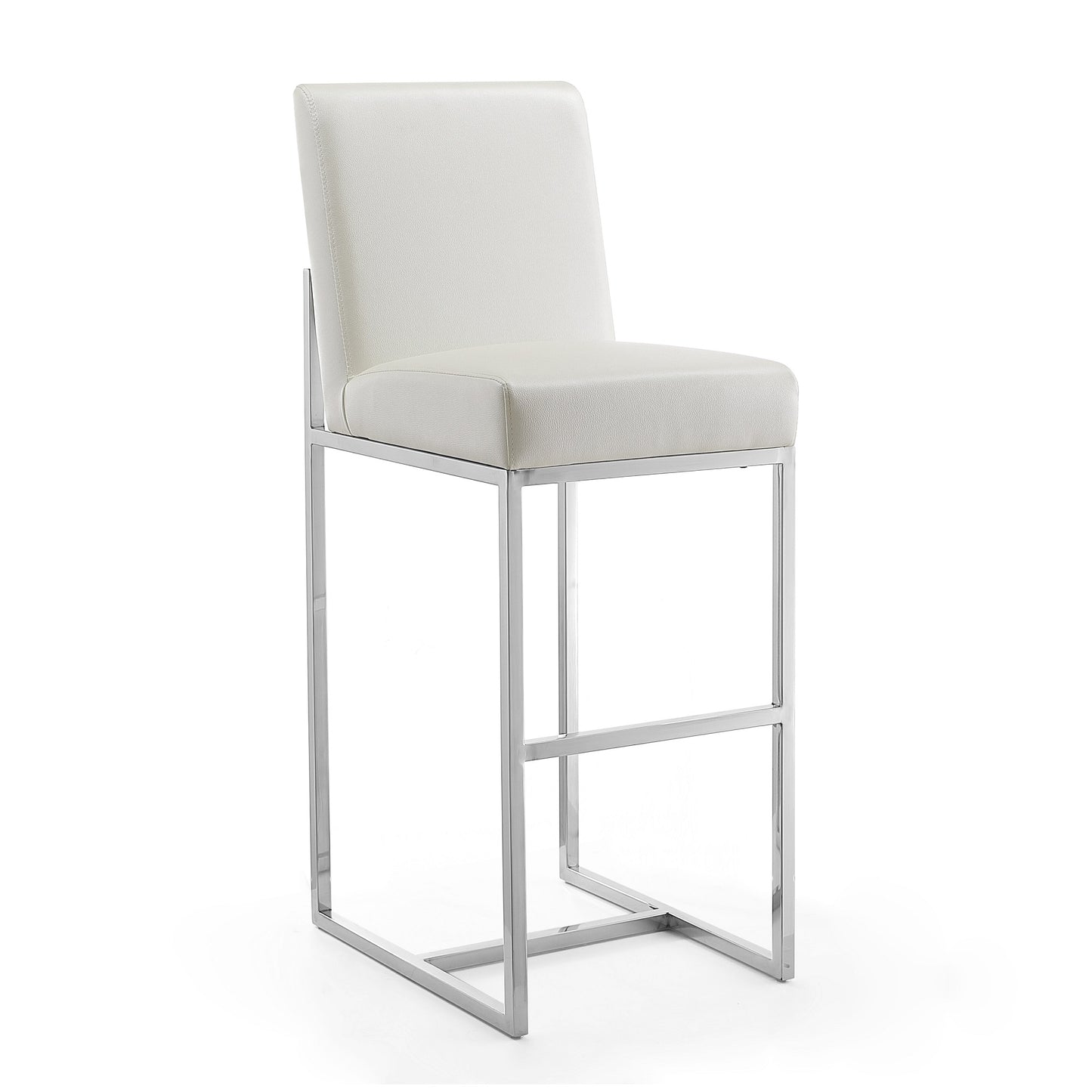 Element 42.13 in. Pearl White and Polished Chrome Stainless Steel Bar Stool