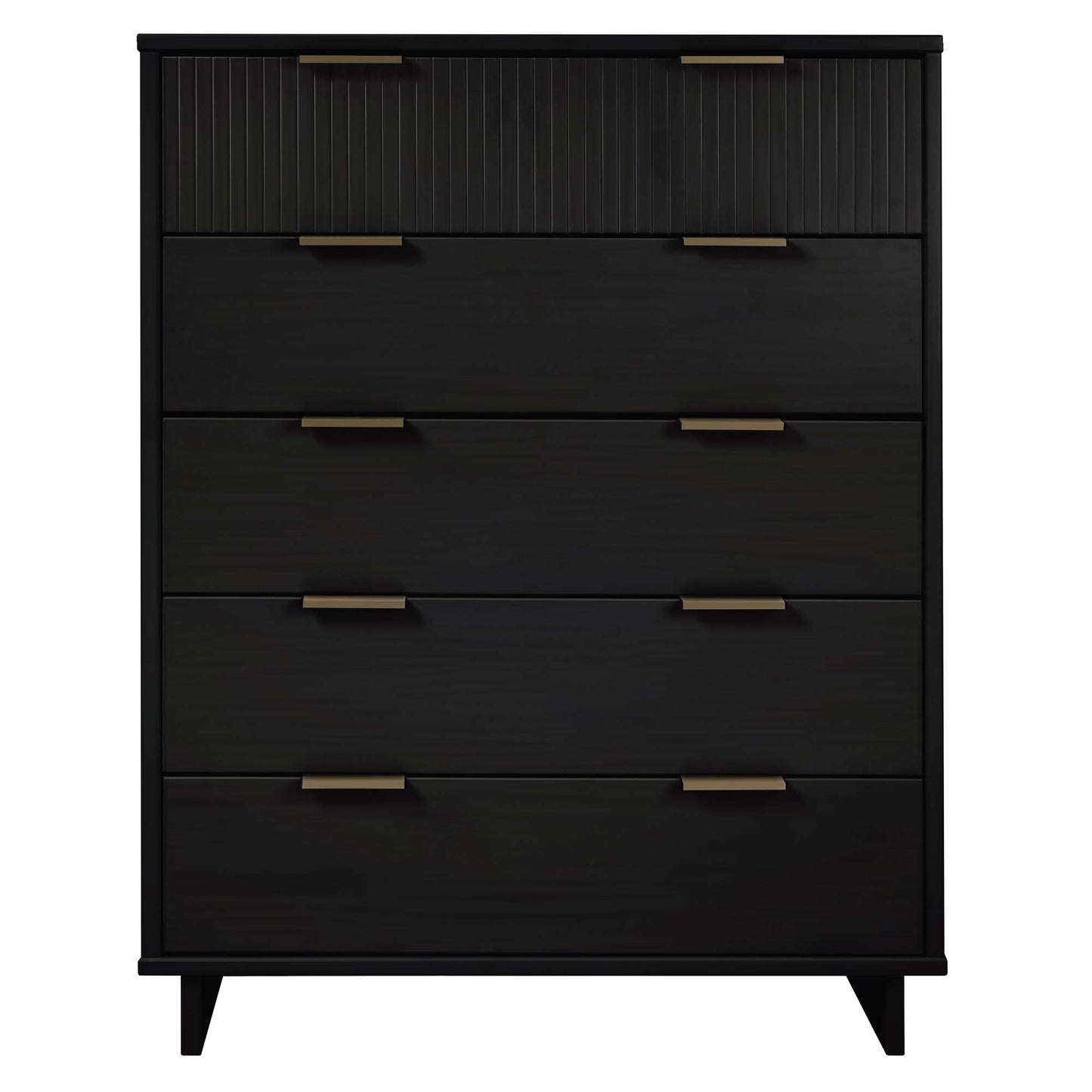 Granville 45.27" Modern Tall Dresser with 5 Full Extension Drawers in Black