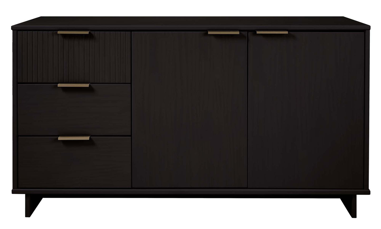 Granville 55.07" Modern Sideboard with 3 Full Extension Drawers in Black