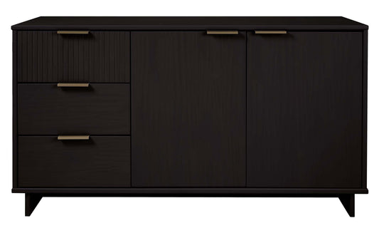 Granville 55.07" Modern Sideboard with 3 Full Extension Drawers in Black