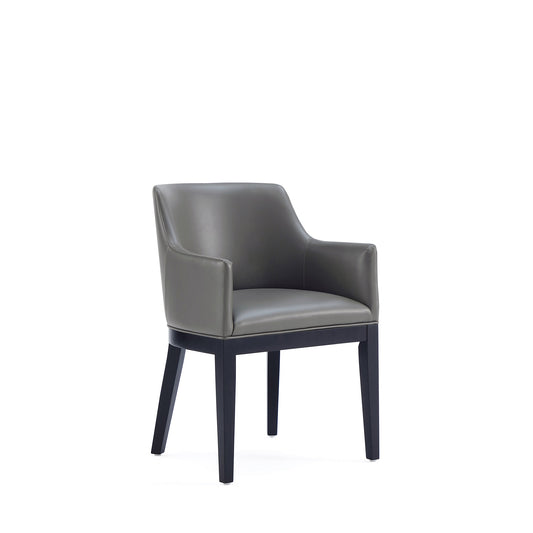 Gansevoort Modern Faux Leather Dining Armchair in Pebble Grey
