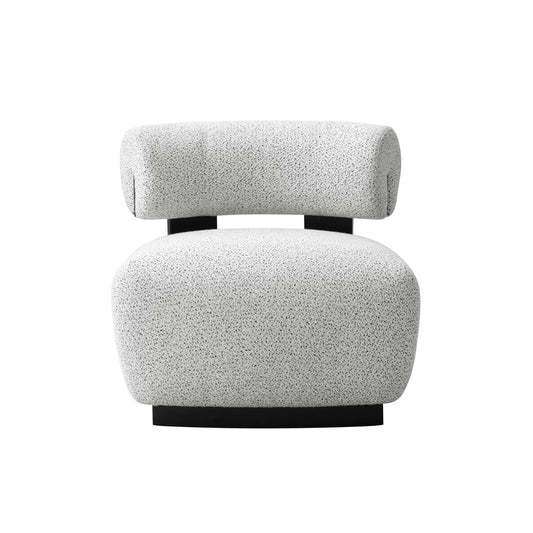 Modern Bartow Woven Fabric Accent Chair in Ivory and Black