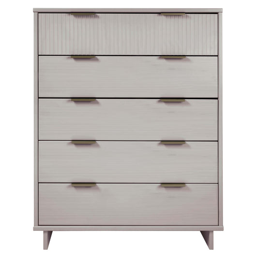 Granville 45.27" Modern Tall Dresser with 5 Full Extension Drawers in Light Grey