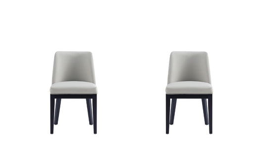 Gansevoort Modern Faux Leather Dining Chair in Stone Grey (Set of 2)