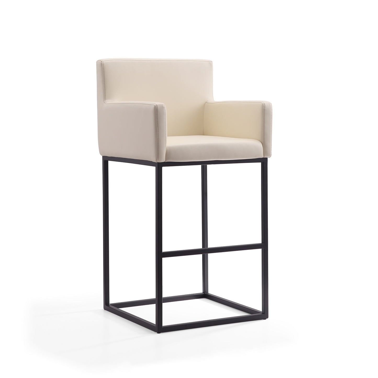 Ambassador 42 in. Cream and Black Metal Barstool