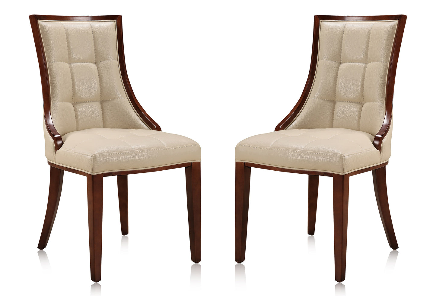 Fifth Avenue Cream and Walnut Faux Leather Dining Chair (Set of Two)