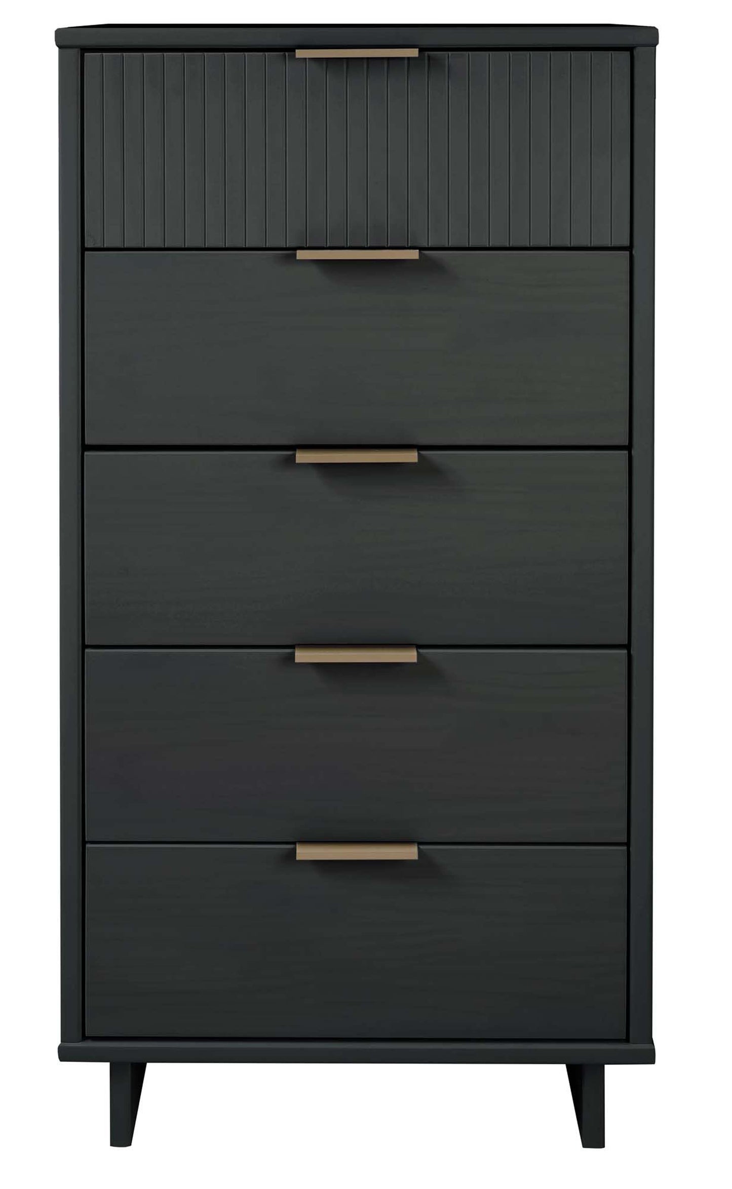 Granville Tall 23.62" Modern Narrow Dresser with 5 Full Extension Drawers in Dark Grey