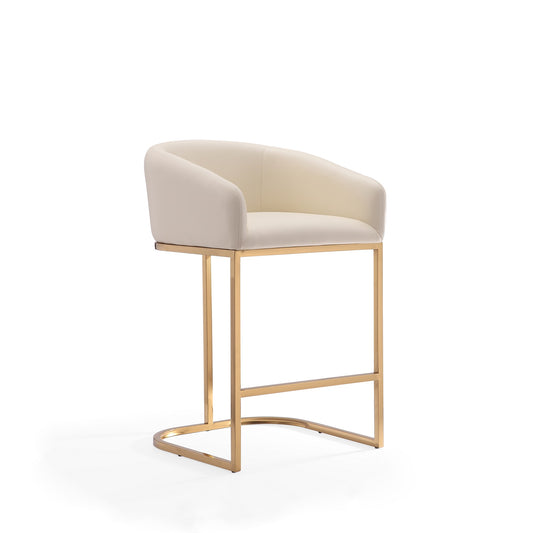 Louvre 36 in. Cream and Titanium Gold Stainless Steel Counter Height Bar Stool