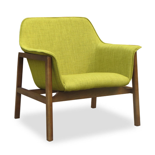Miller Green and Walnut Linen Weave Accent Chair