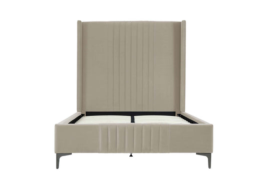 Promenade Mid-Century Modern Velvet Upholstered 48" Bed in Rustic Taupe