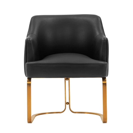 Modern Raya Leatherette Dining Armchair in Black