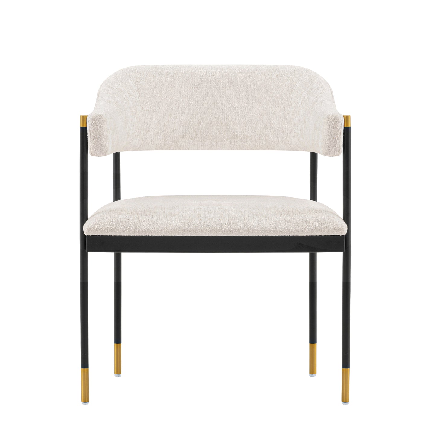 Modern Lia Chenille Dining Armchair in Cream