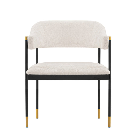 Modern Lia Chenille Dining Armchair in Cream