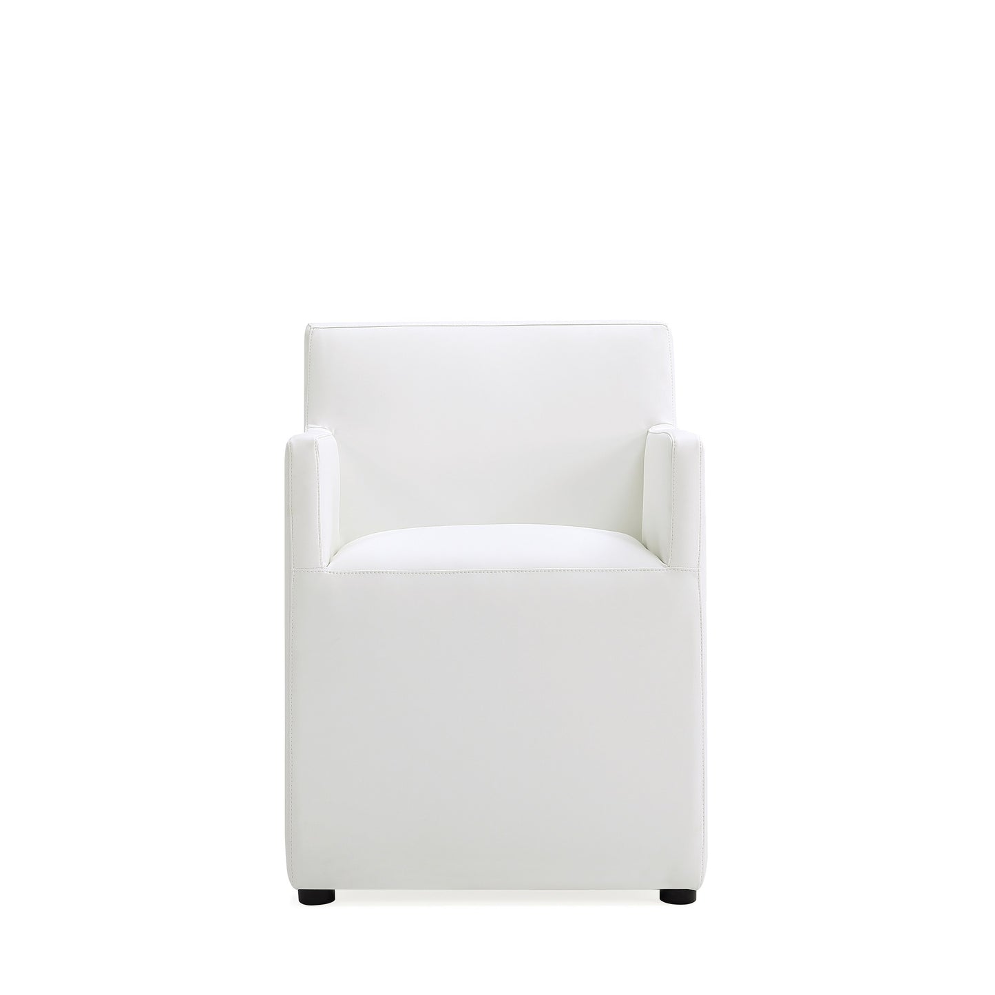 Anna Modern Square Faux Leather Dining Armchair in Cream