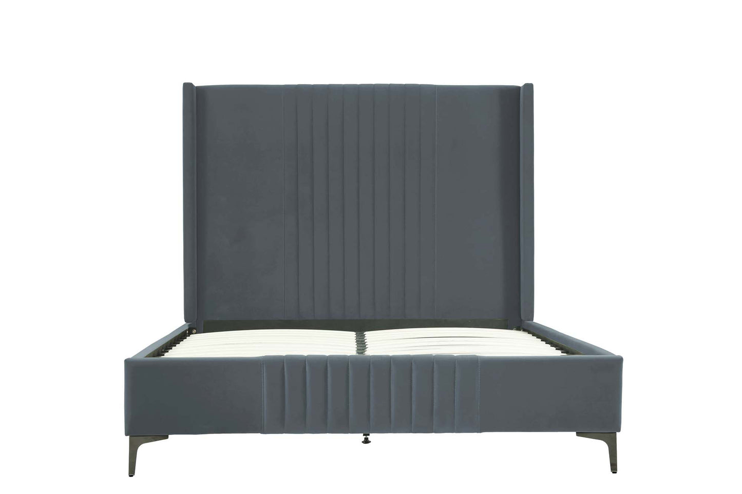 Promenade Mid-Century Modern Velvet Upholstered Queen-Size Bed in Grey