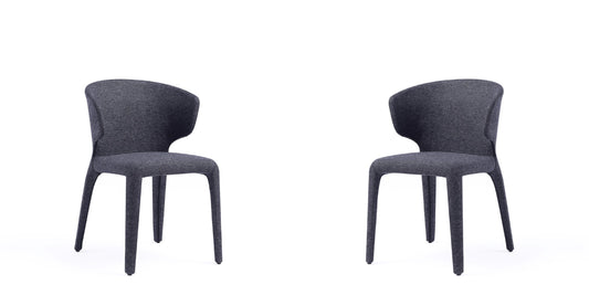 Conrad Modern Woven Tweed Dining Chair in Black (Set of 2)