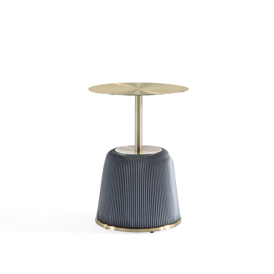 Modern Anderson End Table 1.0 Upholstered in Grey Leatherette with Gold Tabletop