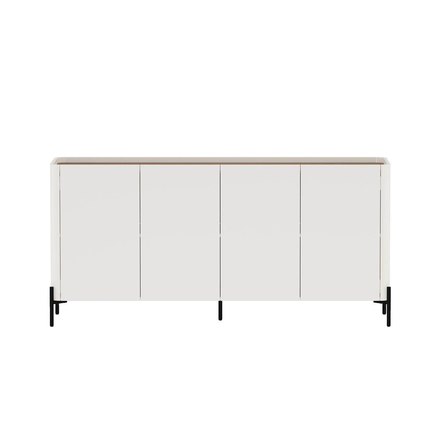 Modern Abbey 66.9" Sideboard with Adjustable Shelves and Metal Legs in Maple and Off White