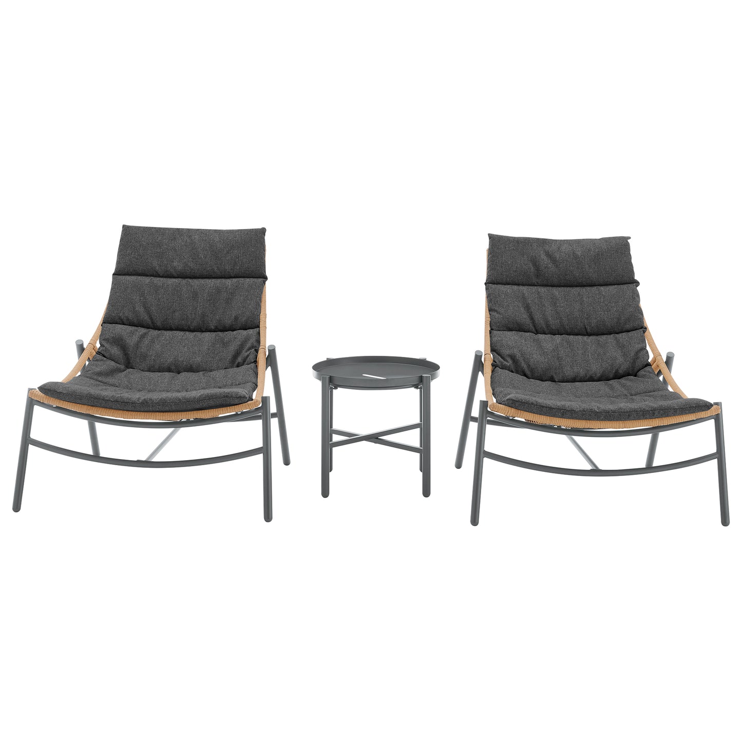 Sunset Modern 3-Piece Patio Conversation Set in Grey