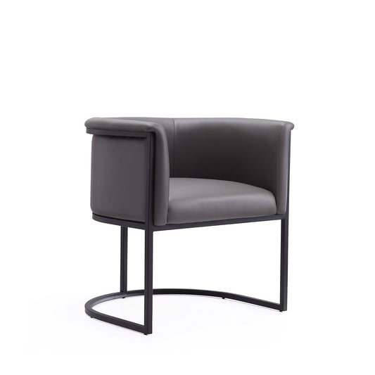 Cosmopolitan Pebble and Black Faux Leather Dining Chair