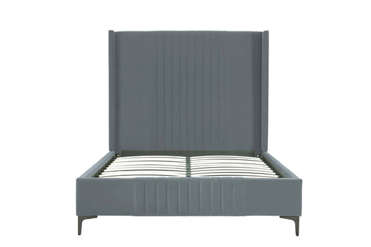 Promenade Mid-Century Modern Velvet Upholstered Full- Size Bed in Grey