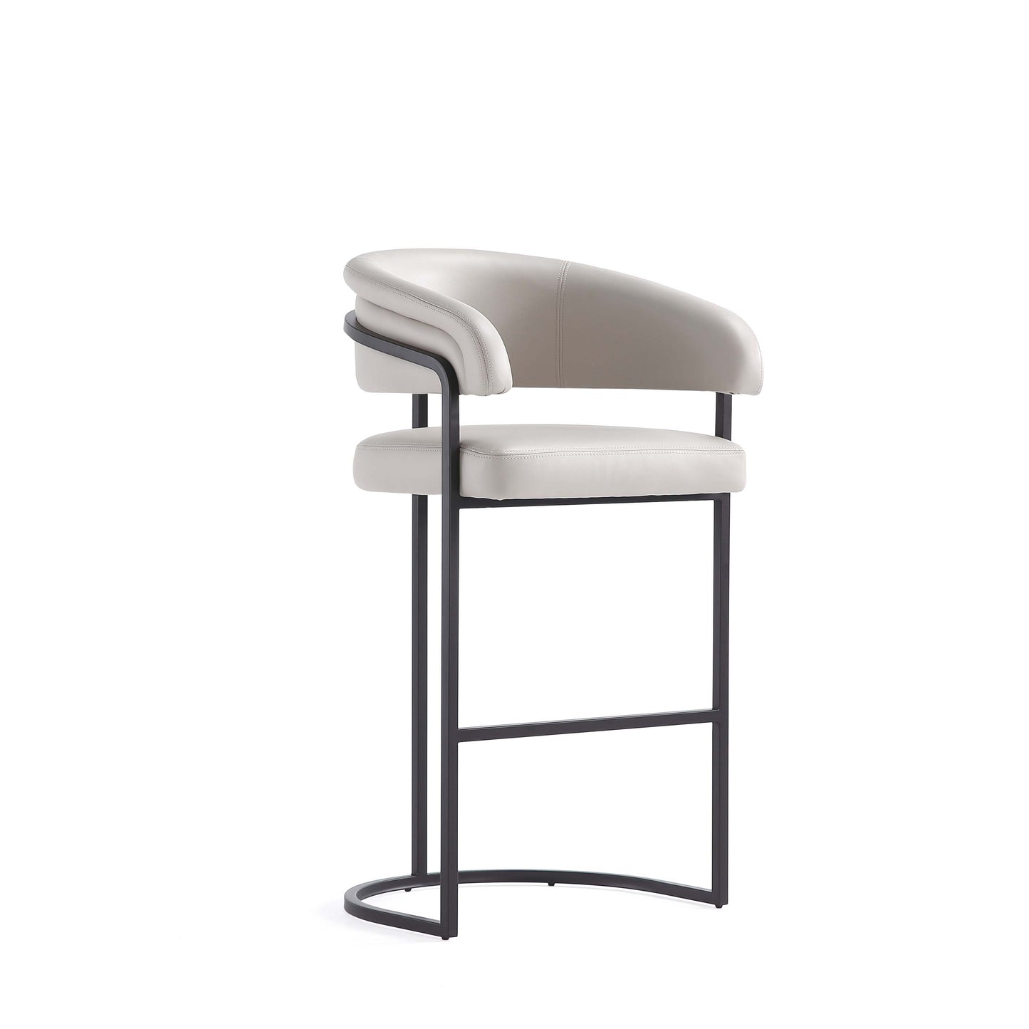 Augusta Modern Leatherette Upholstered Barstool in Light Grey