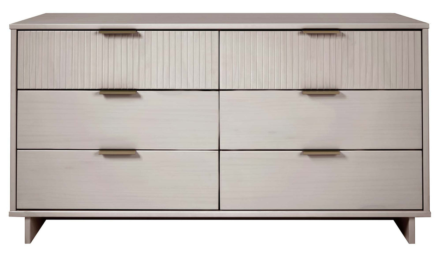 Granville 55.07" Modern Double Wide Dresser with 6 Full Extension Drawers in Light Grey