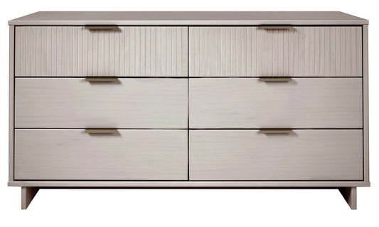 Granville 55.07" Modern Double Wide Dresser with 6 Full Extension Drawers in Light Grey
