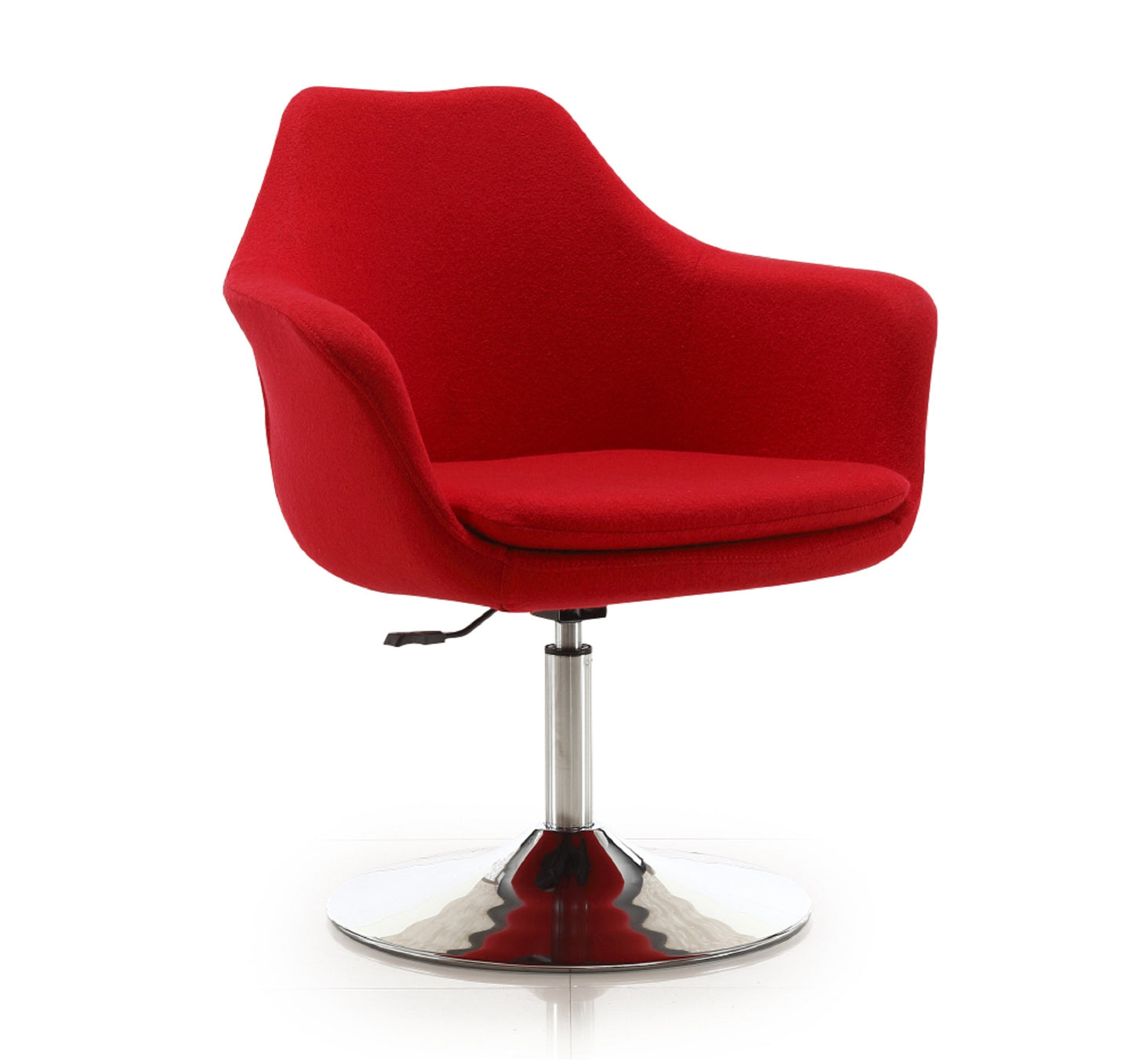 Kinsey Red and Polished Chrome Wool Blend Adjustable Height Swivel Accent Chair