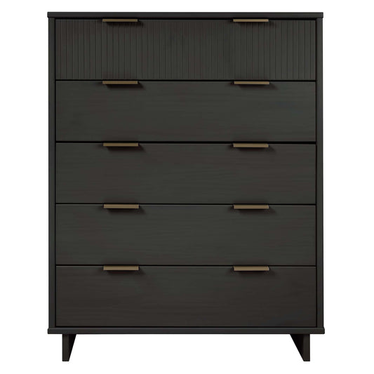 Granville 45.27" Modern Tall Dresser with 5 Full Extension Drawers in Dark Grey