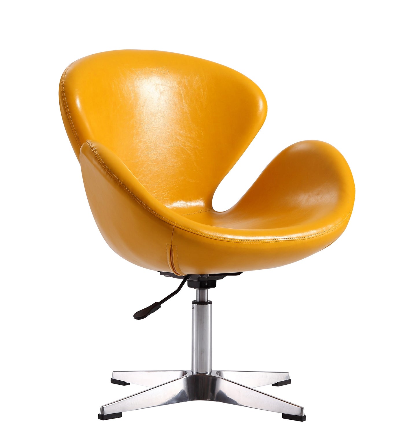 Raspberry Yellow and Polished Chrome Faux Leather Adjustable Swivel Chair