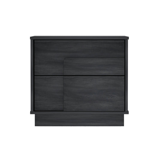 Modern Horizon Nightstand with Easy Snap Assembly and 2 Full Extension Drawers in Charcoal Grey
