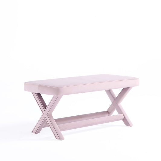 Abigail Mid-Century Modern Velvet Upholstered Bench in Pink