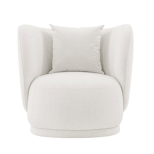 Contemporary Siri Linen Weave Accent Chair with Pillows in Cream