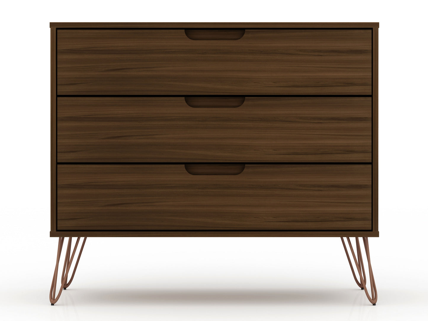 Rockefeller Mid-Century- Modern Dresser with 3-Drawers in Brown