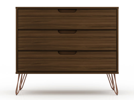 Rockefeller Mid-Century- Modern Dresser with 3-Drawers in Brown