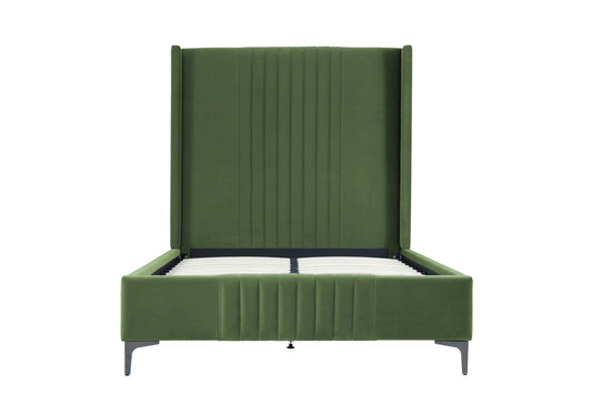 Promenade Mid-Century Modern Velvet Upholstered 48" Bed in Moss Green
