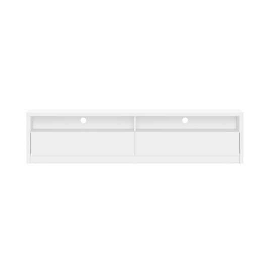 Contemporary Duncan 70" TV Stand with Easy Snap Assembly and Full Extension Drawers in White